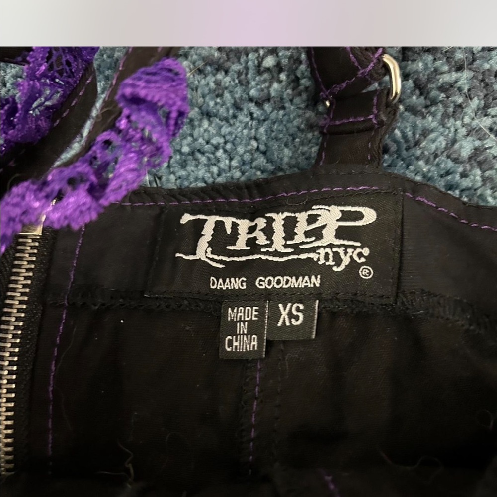 Tripp NYC Black and Purple Lace-Up Crop Top - Picture 3 of 3